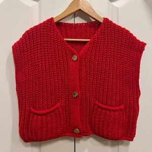 Red Knit Sweater Vest